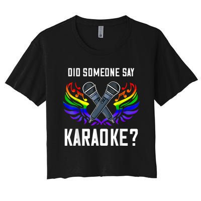 Karaoke Microphone Machine Music Singer Women's Crop Top Tee