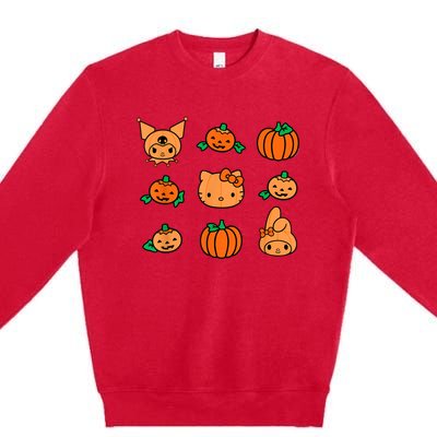 Kitty My Melody Kuromi Pumpkins Halloween Premium Crewneck Sweatshirt