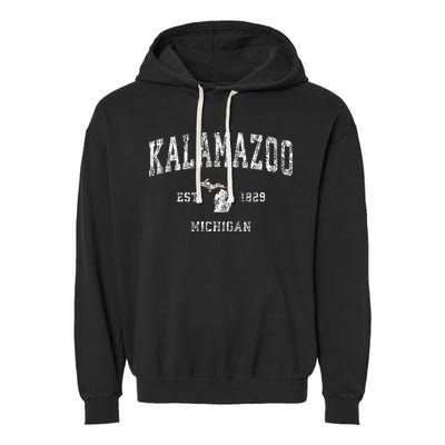 Kalamazoo Michigan Mi Vintage Athletic Sports Design Garment-Dyed Fleece Hoodie