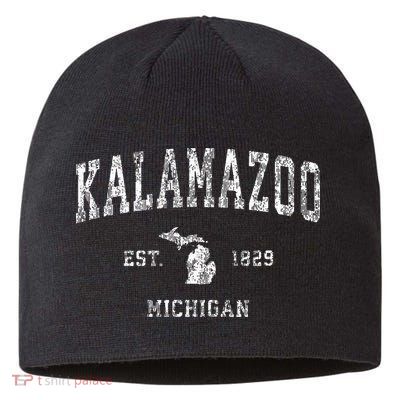 Kalamazoo Michigan Mi Vintage Athletic Sports Design Sustainable Beanie