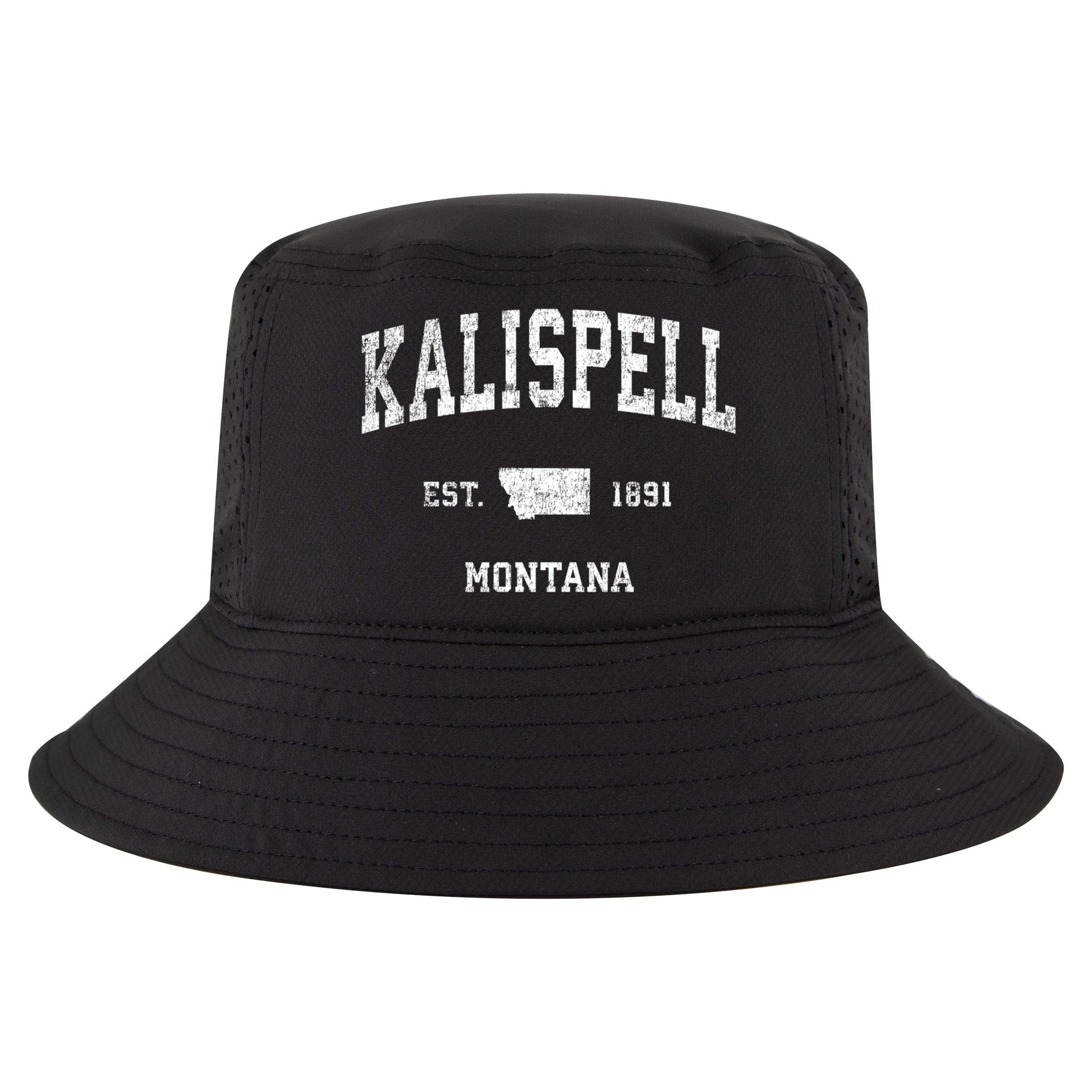 Kalispell Montana Mt Vintage Athletic Sports Design Cute Gift Cool Comfort Performance Bucket Hat