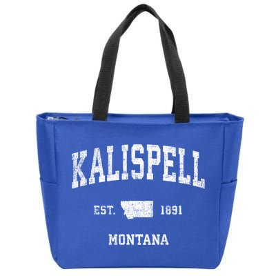 Kalispell Montana Mt Vintage Athletic Sports Design Cute Gift Zip Tote Bag