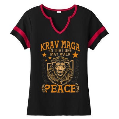 Krav Maga One May Walk In Peace Israeli Self Defense Mma Ladies Halftime Notch Neck Tee