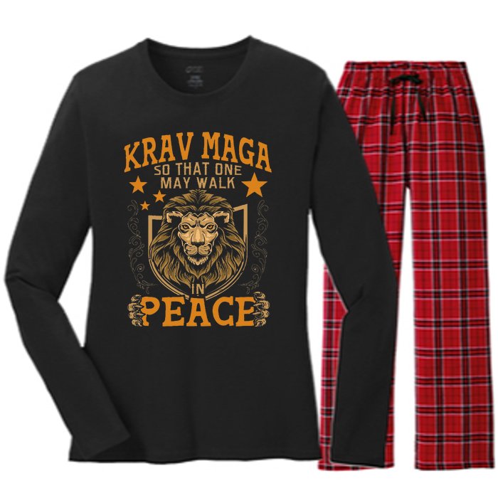 Krav Maga One May Walk In Peace Israeli Self Defense Mma Women's Long Sleeve Flannel Pajama Set 