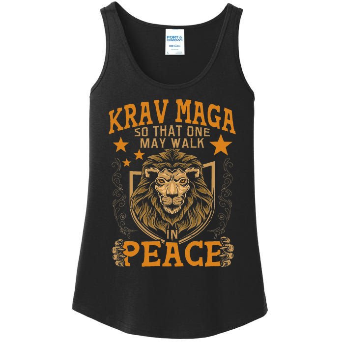 Krav Maga One May Walk In Peace Israeli Self Defense Mma Ladies Essential Tank