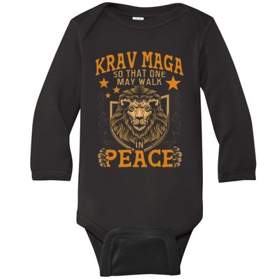 Krav Maga One May Walk In Peace Israeli Self Defense Mma Baby Long Sleeve Bodysuit