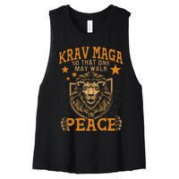 Krav Maga One May Walk In Peace Israeli Self Defense Mma Women's Racerback Cropped Tank