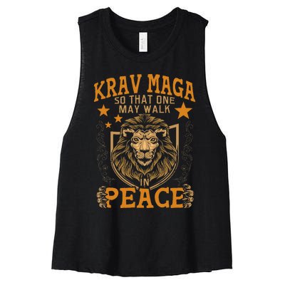 Krav Maga One May Walk In Peace Israeli Self Defense Mma Women's Racerback Cropped Tank