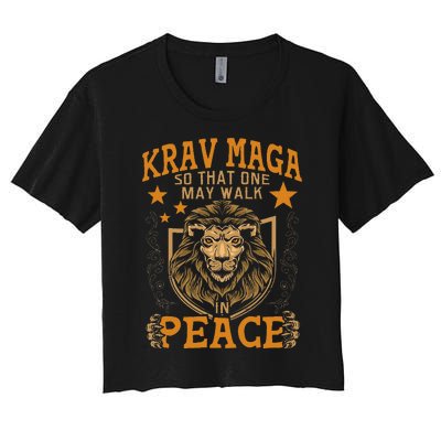 Krav Maga One May Walk In Peace Israeli Self Defense Mma Women's Crop Top Tee