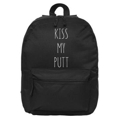 Kiss My Putt Funny Cute Golf Joke dad 16 in Basic Backpack