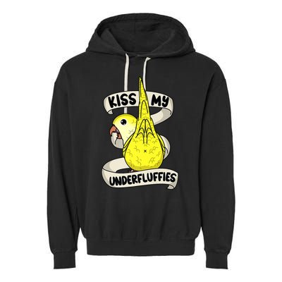Kisss My Parrot Underfluffies I Yellow Monk Parakeet Quaker Garment-Dyed Fleece Hoodie