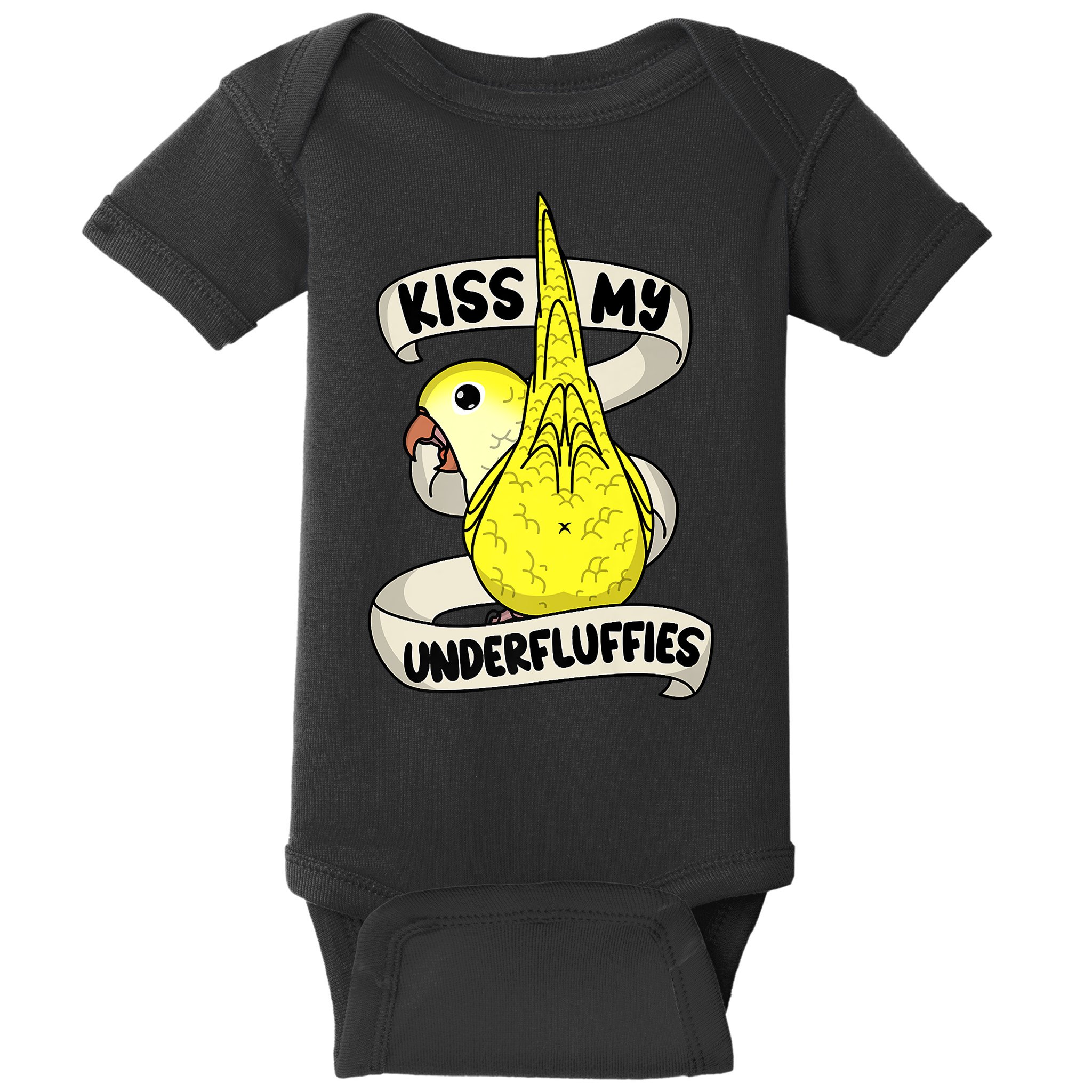 Kisss My Parrot Underfluffies I Yellow Monk Parakeet Quaker Baby Bodysuit