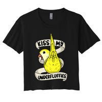 Kisss My Parrot Underfluffies I Yellow Monk Parakeet Quaker Women's Crop Top Tee
