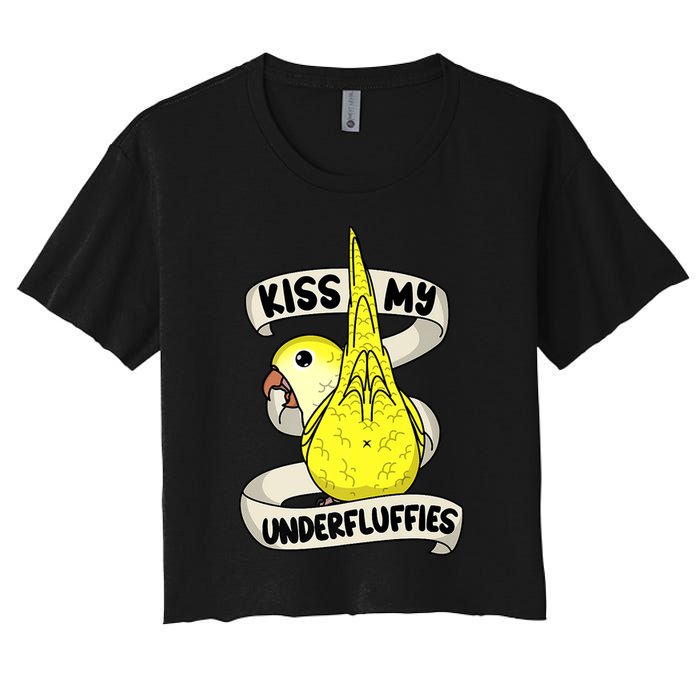 Kisss My Parrot Underfluffies I Yellow Monk Parakeet Quaker Women's Crop Top Tee