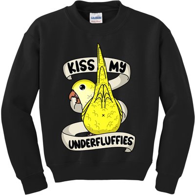 Kisss My Parrot Underfluffies I Yellow Monk Parakeet Quaker Kids Sweatshirt