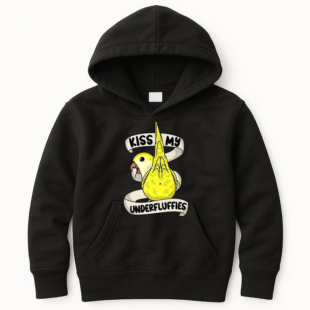 Kisss My Parrot Underfluffies I Yellow Monk Parakeet Quaker Kids Hoodie