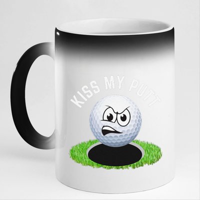 Kiss My Putt Funny Golf Ball Sarcastic Golfer Golf 11oz Black Color Changing Mug