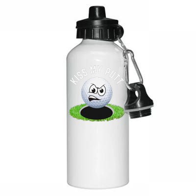 Kiss My Putt Funny Golf Ball Sarcastic Golfer Golf Aluminum Water Bottle 