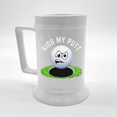 Kiss My Putt Funny Golf Ball Sarcastic Golfer Golf Beer Stein