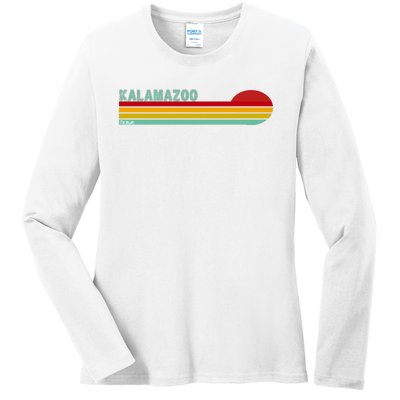 Kalamazoo Michigan Retro Ladies Long Sleeve Shirt