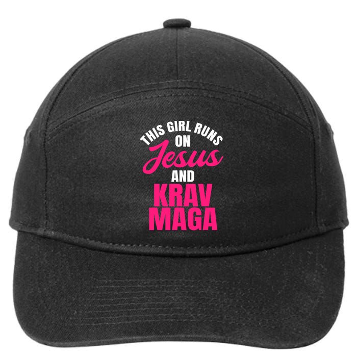 Krav Maga Run On Jesus MMA Self Defense Contact Combat 7-Panel Snapback Hat