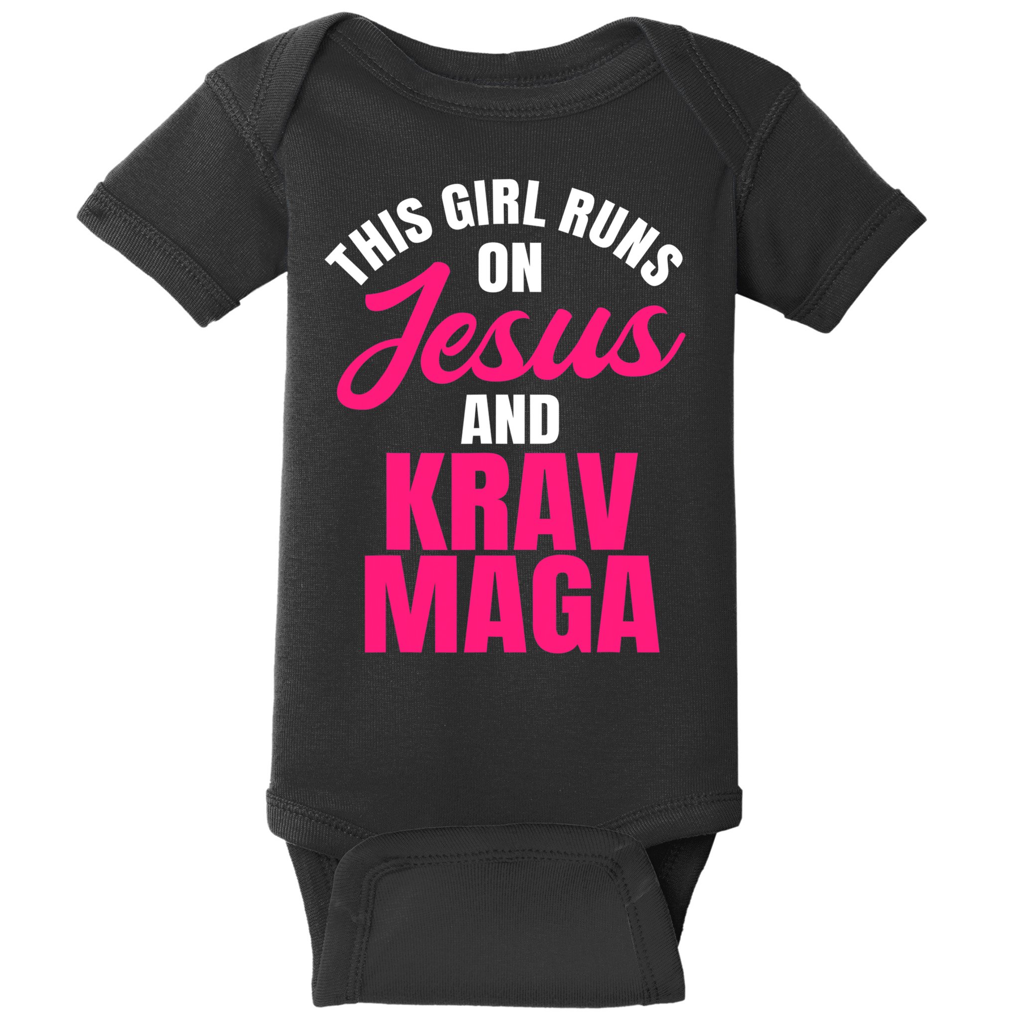 Krav Maga Run On Jesus MMA Self Defense Contact Combat Baby Bodysuit