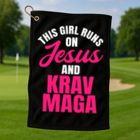 Krav Maga Run On Jesus MMA Self Defense Contact Combat Golf Towel