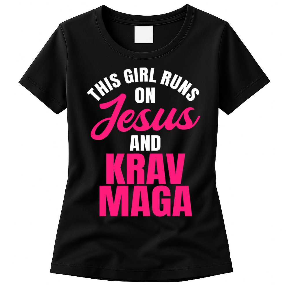 Krav Maga Run On Jesus MMA Self Defense Contact Combat Womens T-Shirt
