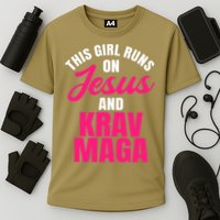 Krav Maga Run On Jesus MMA Self Defense Contact Combat Cooling Performance Crew T-Shirt