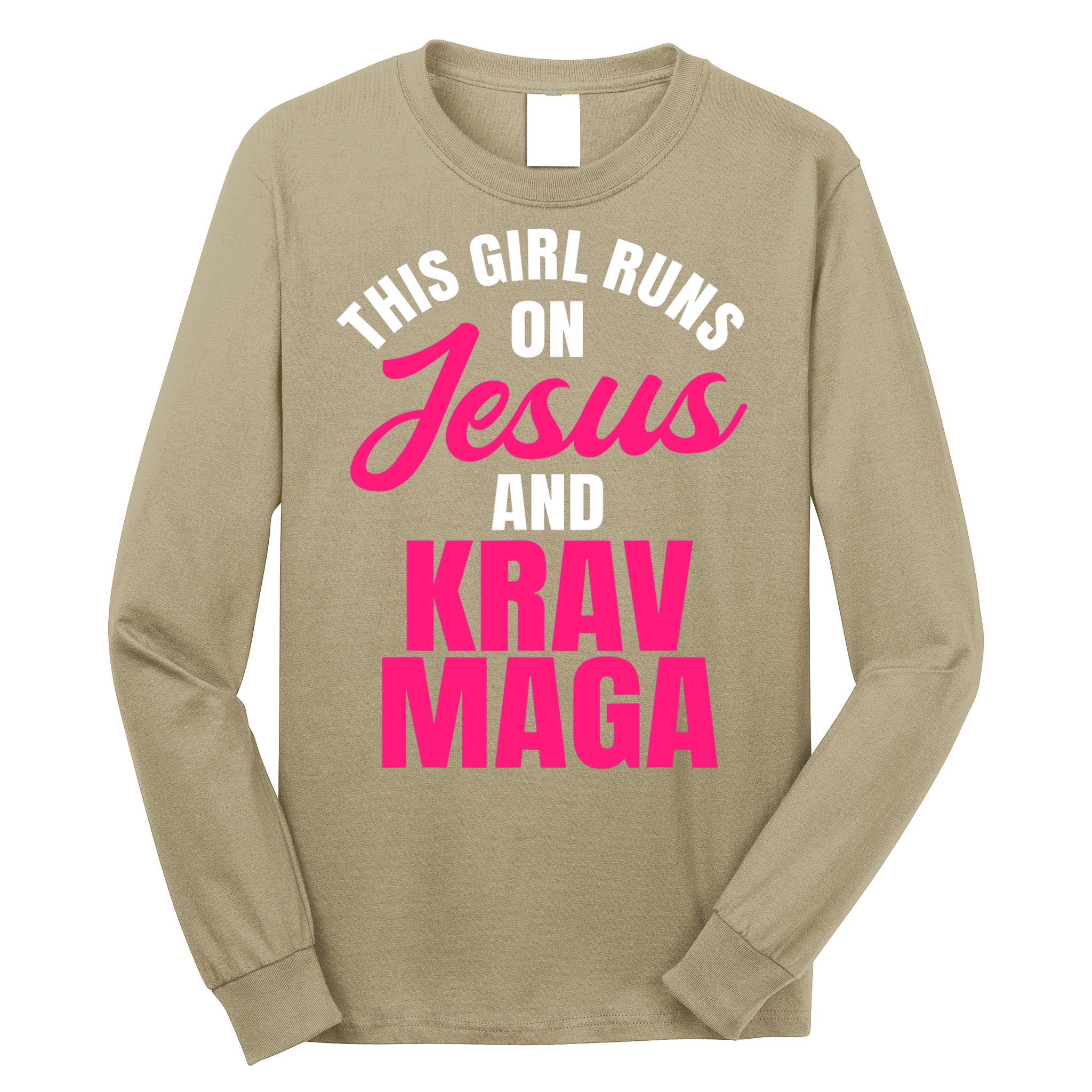 Krav Maga Run On Jesus MMA Self Defense Contact Combat Long Sleeve Shirt