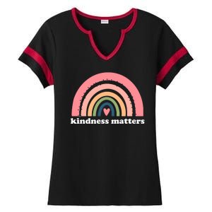 Kindness Matters Rainbow Heart Ladies Halftime Notch Neck Tee