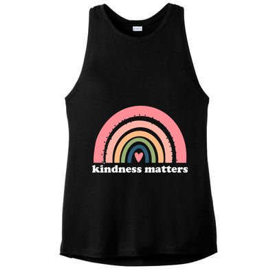 Kindness Matters Rainbow Heart Ladies PosiCharge Tri-Blend Wicking Tank
