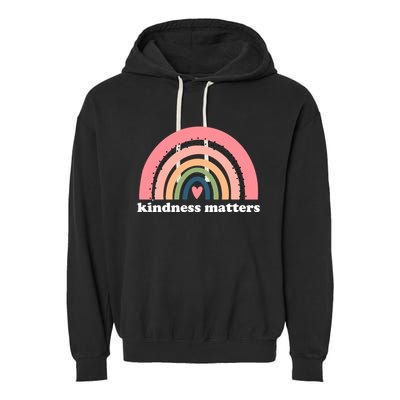 Kindness Matters Rainbow Heart Garment-Dyed Fleece Hoodie
