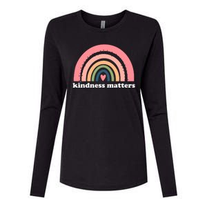 Kindness Matters Rainbow Heart Womens Cotton Relaxed Long Sleeve T-Shirt