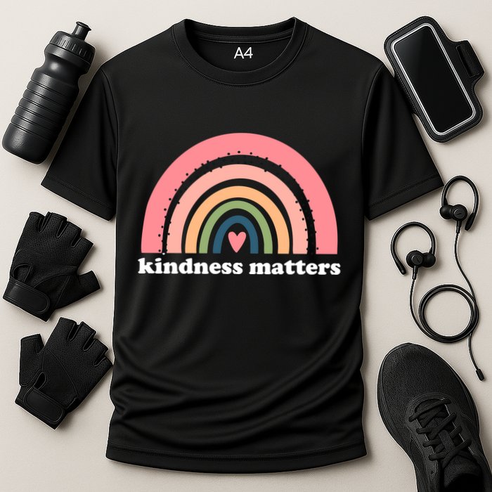 Kindness Matters Rainbow Heart Performance Shirt
