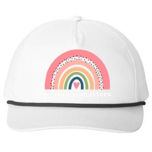 Kindness Matters Rainbow Heart Snapback Five-Panel Rope Hat