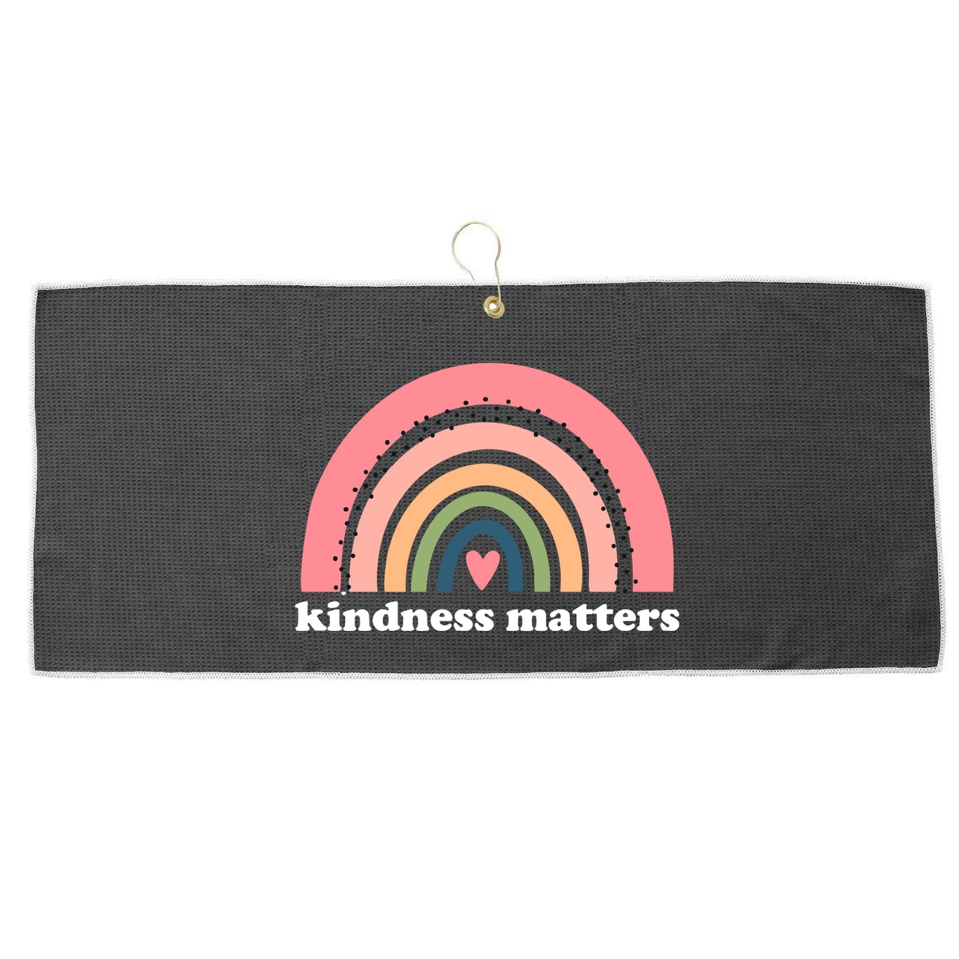 Kindness Matters Rainbow Heart Large Microfiber Waffle Golf Towel