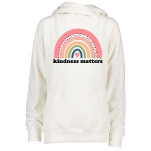 Kindness Matters Rainbow Heart Womens Funnel Neck Pullover Hood