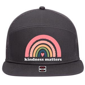 Kindness Matters Rainbow Heart 7 Panel Mesh Trucker Snapback Hat