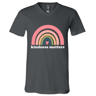 Kindness Matters Rainbow Heart V-Neck T-Shirt