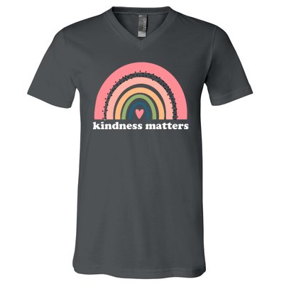 Kindness Matters Rainbow Heart V-Neck T-Shirt