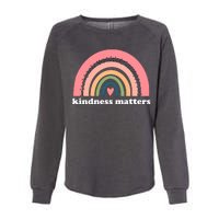 Kindness Matters Rainbow Heart Womens California Wash Sweatshirt