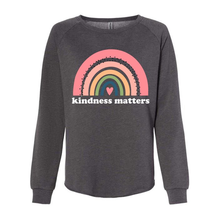 Kindness Matters Rainbow Heart Womens California Wash Sweatshirt