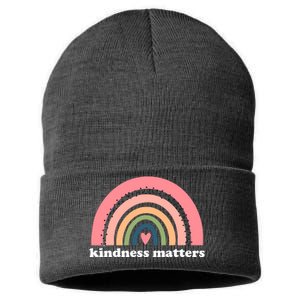 Kindness Matters Rainbow Heart Sustainable Knit Beanie