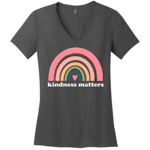 Kindness Matters Rainbow Heart Women's V-Neck T-Shirt