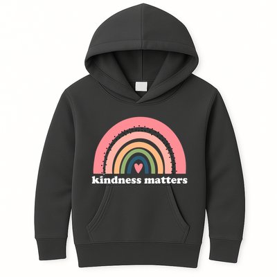 Kindness Matters Rainbow Heart Kids Hoodie