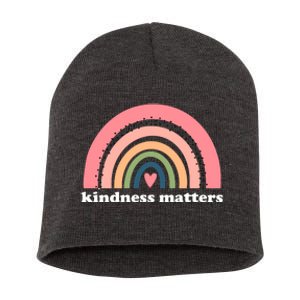 Kindness Matters Rainbow Heart Short Acrylic Beanie