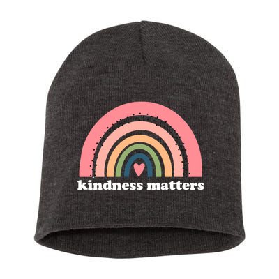 Kindness Matters Rainbow Heart Short Acrylic Beanie