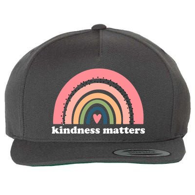 Kindness Matters Rainbow Heart Wool Snapback Cap