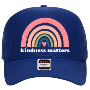 Kindness Matters Rainbow Heart High Crown Mesh Back Trucker Hat